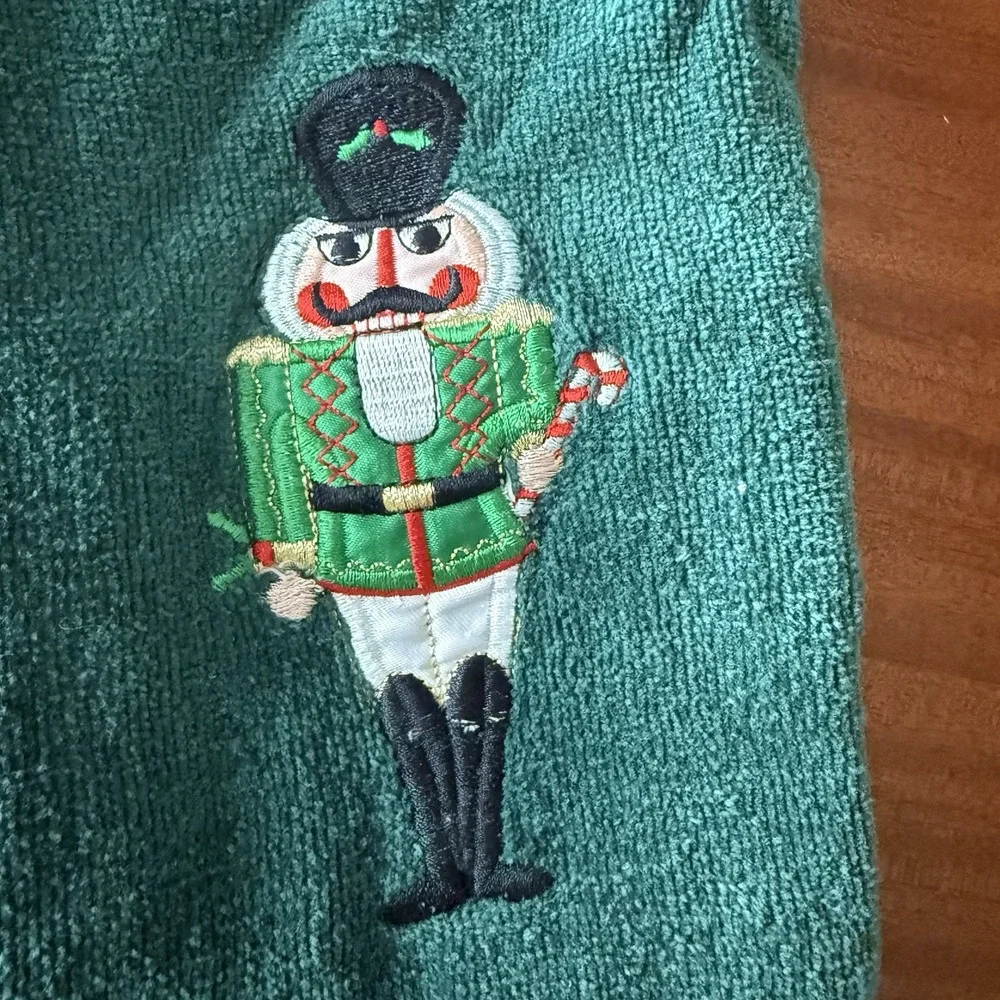 Vintage Saturday Knight Nutcracker Christmas Towel Set 6 Pc Hunter Green Cotton